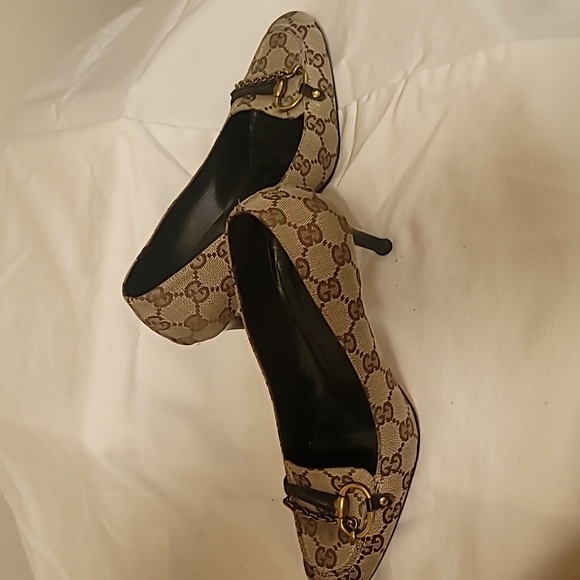 GUCCI VINTAGE 💯 AUTHENTHIC CLOTH HEEL SIZE 7B PRE-OWNED VERY GOOD COND - Picture 7 of 13